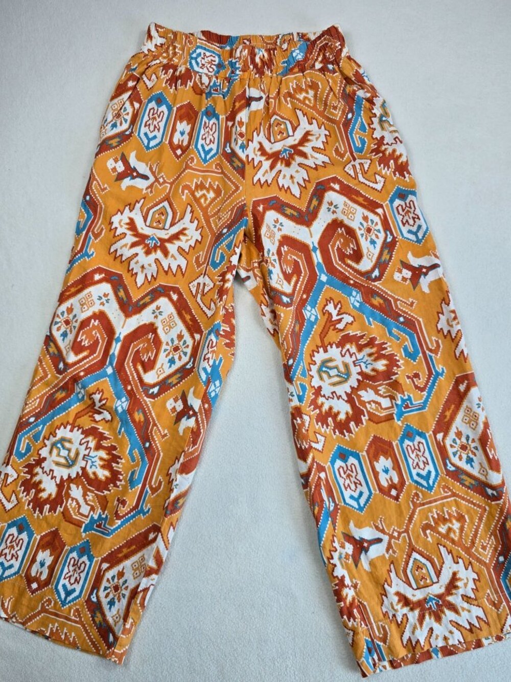 Christian Siriano New York Womens S Orange Abstract Boho Palazzo Pants